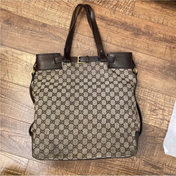 Gucci Vintage GG Canvas Buckle Tote - Picture 10 of 16